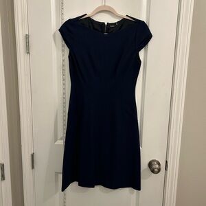 Elie Tahari Blue Sheath Midi Dress Cap Sleeve